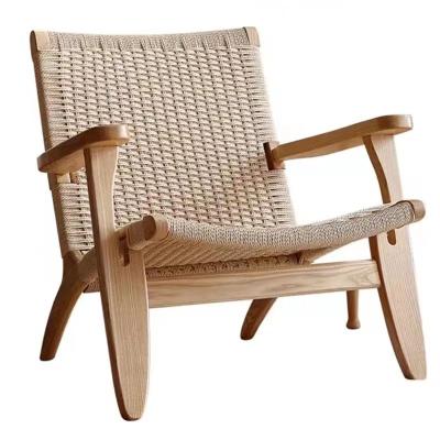 China Reclining SUCCESSOR Wholesale solid wood rattan chair restausrant cafes wooden armchair modern design lounge chair for sale