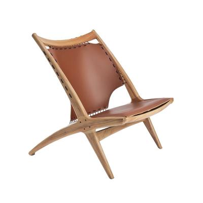 China Foldable SUCCESSOR New design Wholesale solid wood mix leather foldable living room restaurant lounge chair for sale