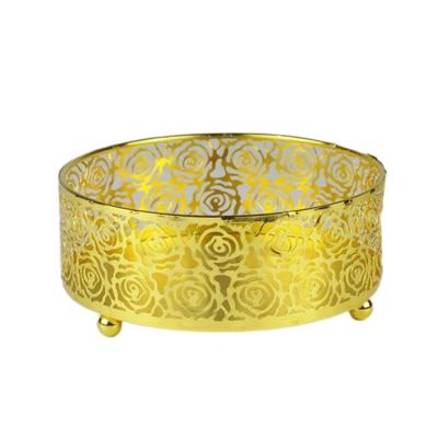 China Iron High Value Multiple Uses Dry Fruit Decoration Tray Storage Iron Jewelry Tray Luxury Gold Metal Tray for sale