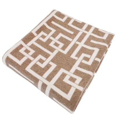 China Supply Inner Mongolia nature organic anti-pilling jacquard knitted cashmere blanket wholesale for sale