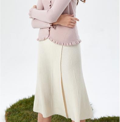 China New Design Plus Size Ladies Knitwear Pleated Long Women's Cashmere Knitted Skirts for sale