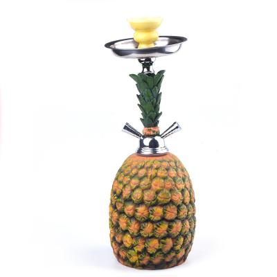 China New Desgin Huka Portable Hookah Mixed Colors Pineapple Shape Double Hose Shisha Portable Smoking Wooden Hookah With Top for sale