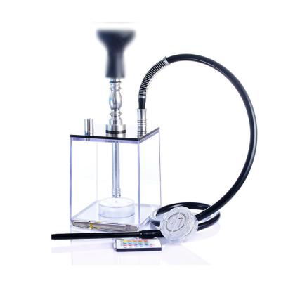 China Portable Wholesale Shesha Hooka Russian Narguil Chicha Wookah Shisha Set Portable Plastic Acrylic Hookah With Led Light for sale