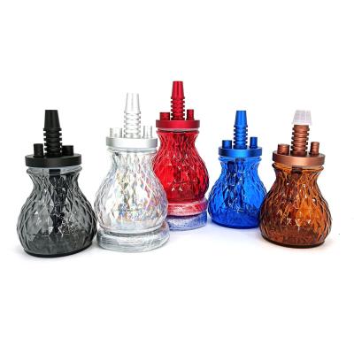 China Modern Desgin Newly Designed Huka Hookah Soft Hose Sheesha Set Glass Aluminum Alloy Luxury Mini Hookah Shisha for sale