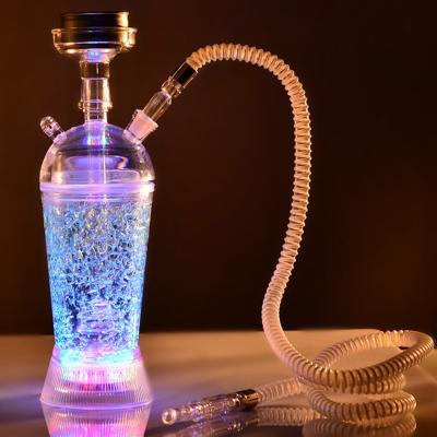 China 50%OFF Travel Portable Small Size Smoking Accessories Plastic Acrylic Bottle Shisha Cups Portable Hookah With Led Light for sale