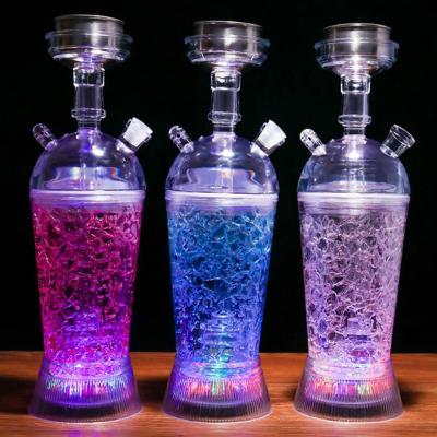 China 50% Discount Wholesale Custom Disposable Electronic Car Travel Shisha Acrylic Portable Hookah Cup With Led Light for sale