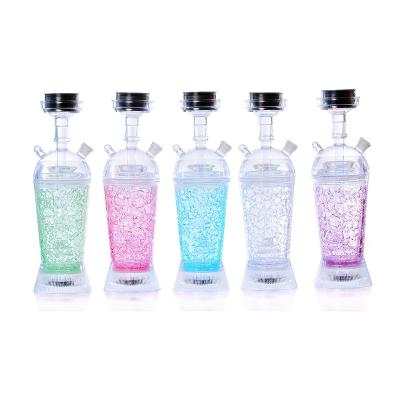 China 50%OFF Travel Portable Small Size Smoking Accessories Plastic Acrylic Bottle Shisha Cups Portable Hookah With Led Light for sale