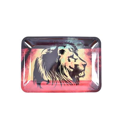 China Eco-Freindly HUKA High Quality Wholesale Custom Black Logo Metal Smoking Rolling Tray Rolling Trays for sale