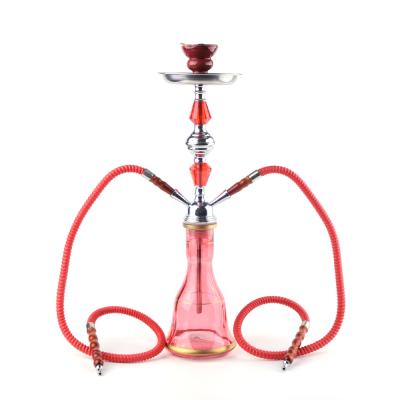 China Portable 2 Hose Shisha Size Metal Sheesha Colored Clear Glass Hookah New Design Handmade Huka Large Hookah for sale