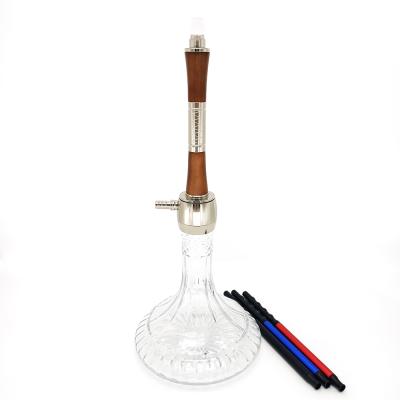 China Wholesale Transparent Wooden Hookah Shisha Sale Huka Wooden Hookah Single Hose Hot Soft Glass Hose Hookah for sale