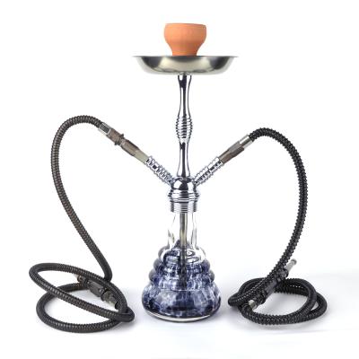 China Portable Wholesale Handmade Huka Hookah 2 Hose Portable Shisha Hookah Set With Alloy Mouthpiece for sale