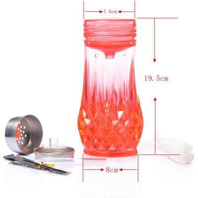 China Amazon hot selling diamond portable protable sheesha shisha plastic smoking tool shisha hookah with LED for sale