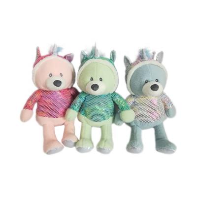 China 20201 Factory Design Free Sample Plush Toy Bear Plush Toys Unicorn Bear Plush With Clothes for sale