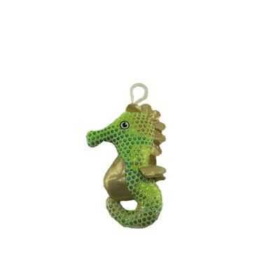 China Wholesale Custom Plush Seahorse Seahorse Sea Animal Sequin Keychain for sale