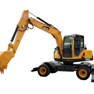 China Excavator Company HAITUI mini HTW85 8 ton big bucket excavator with crawler and wheels for sale