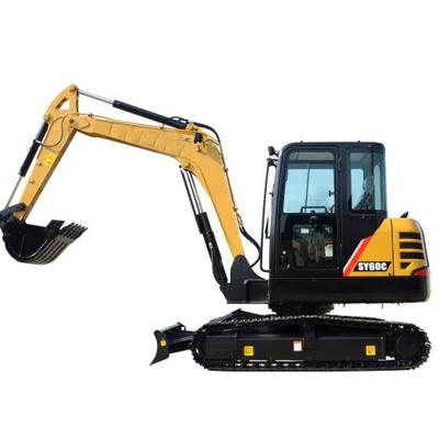 China Hotels Digging Equipment China SY60C 5.8 Ton 0.8 Ton 6 Ton 0.8 m3 Crawler Hydraulic Excavator Machinery For Sale for sale