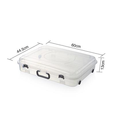 China XingYou Sustainable Plastic Transparent Under Bed Storage Box Portable Shoes Box Clothes Organizer With Wheels for sale