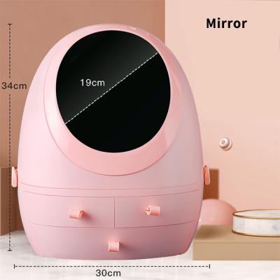 China Durable Fashionable Dustproof Cosmetic Storage Box Desktop Style XingYou Rotating Makeup Organizer With Mirror for sale