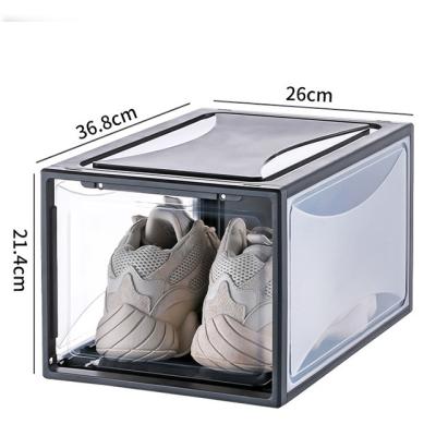 China XingYou Folding Front Open Door Hot Selling Magnetic Clear Plastic Stackable Shoe Box for sale