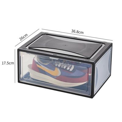 China XingYou Dustproof Heavy Duty Stackable Plastic Transparent Storage Box Stackable Magnetic Shoe Organizer for sale