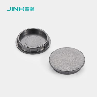 China Diâmetro 11,5 mm Capas de parafuso pretas Acessórios de armário para móveis de embalagem plana à venda