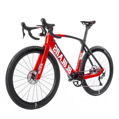 China Aluminum alloy road ebike Mid drive motor disc brake lithium battery carbon fiber electric racing ebike for sale