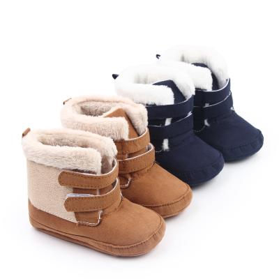 China Lightweight Winter 0-18 Months Toddler Non-slip Warming Shoes Baby Plush Cotton High Top Boots for sale