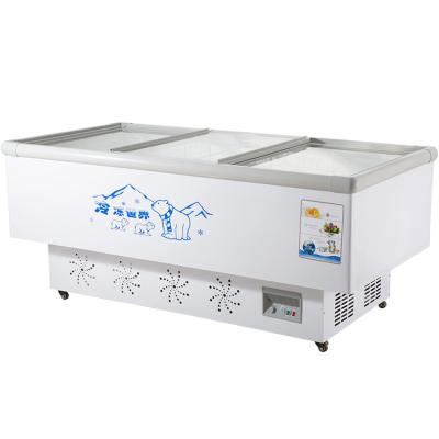 China Single-Temperature Supermarket Single Open Top Sliding Door Showcase Island Deep Freezer for sale