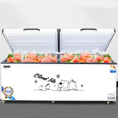 China Single-temperature Double Door Commercial Top Hood Cryogenic Deep Chest Freezer For Fish for sale