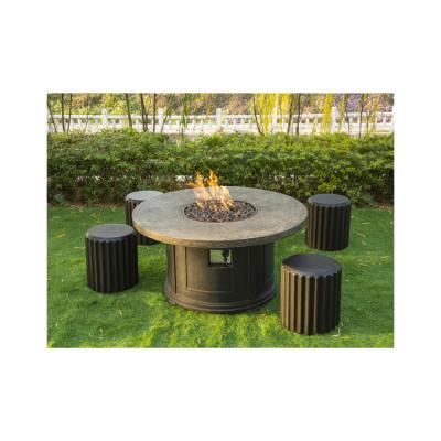 China Stocked Round Propane Fire Pit Kit Concrete Natural Gas Fire Table in Dark Gray for sale