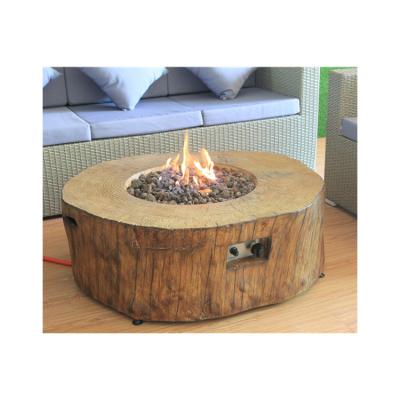 China Large Stocked Wood Effect Pit Table Burner Outdoor Heater Firepit from Garden Gas Fire with Lava Rocks and Cover for sale