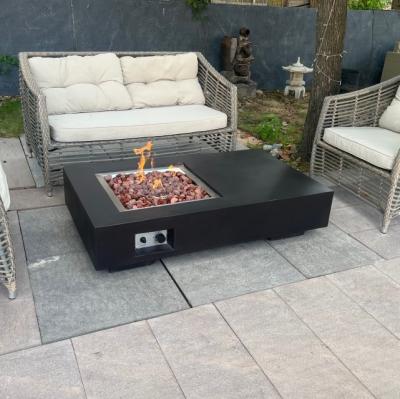 China Stored Outdoor Patio Heater Rectangular Gas Firepit Dining Table Propane Fire Pit for sale