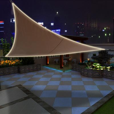 China HDPE Manufacturer Custom Brown Cloth Triangle Garden Sun Shade Sail Awnings With Lamp for sale