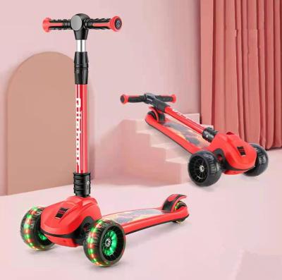 China 2020 New Height PU LED 4 Wheel Girl Kick Scooter Toy Baby Adjustable Foot Scooter Adjustable Foot Scooter for sale