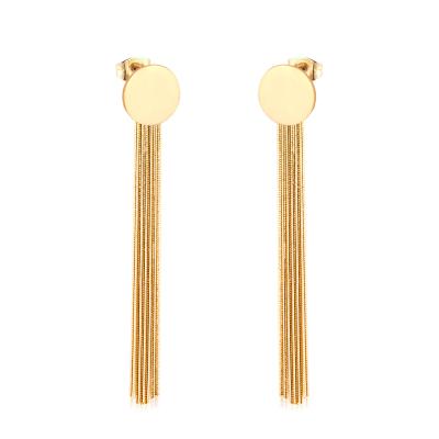 China Latest CLASSIC Tassel Drop Earrings Design Stainless Steel Drop Earrings Leson Jewelry Wholesale Earring for sale