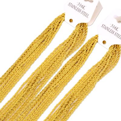 China FASHIONABLE Popular Cheap Wholesale 45-60cm Length 2mm Stainless Steel Gold/Silver Plated Fashion Necklace Chain With Lobster Clasp for sale