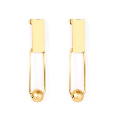 China TRENDY Personality Jewelry 18K Gold Plated Long Stainless Steel Stud Earrings New Arrival Women Earrings for sale