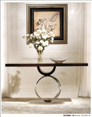 China Solid Wood Luxury Metal Frame Marble Hotel Lobby Top Console Furniture for sale