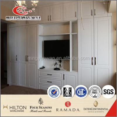 China High Gloss PANEL MDF Wardrobe With Book Shelves Hotel Apartment Furniture for sale