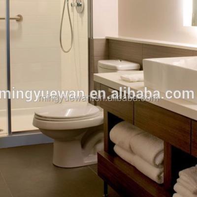 China Hotel Bathroom Vanity Base Modern Wooden Vanity Cabinet Artificial Marble On Top for sale