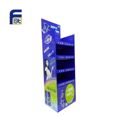 China Recyclable Promotion Supermarket 4 Tiers Cardboard Material Floor Display Stand For Beverage for sale