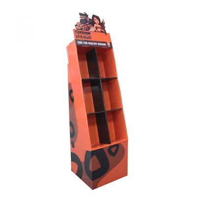 China 350g CCNB+ Custom B Flute Corrugated Cardboard Retail Supermarket Retail Cardboard Floor Cardboard Pocket Display Stand for sale