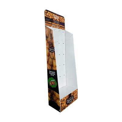 China Deploying Merchandise Custom Recycled Corrugated Promotion Cardboard Retail Flooring Display With Hooks for sale