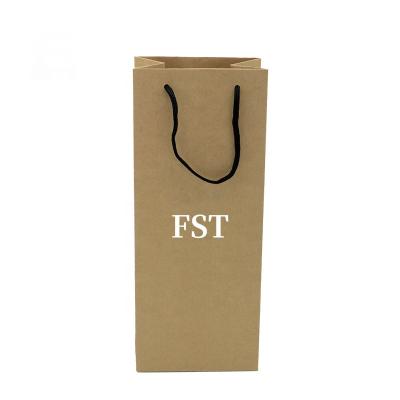 China Recyclable Wholesale Custom Handmade Recyclable Paper Wine Bag With Handle for sale