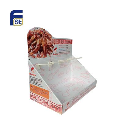 China Recyclable Material Free Design Small Custom Table Counter Display With Hook For Food Retail for sale