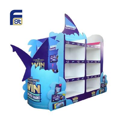 China Custom Cardboard Quarter Shape Design Recyclable Material Pallet Display For Food Promotion for sale