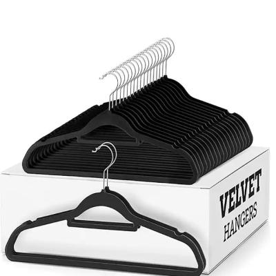 China Durable Pants Coat White Velvet Clothing Hangers Premium 50 Velvet Hangers Pack Thin, Velvet, Non-Slip Suit Hangers for sale