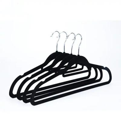 China Factory Wholesale Durable Non Slip Velvet Plastic Assembled Hangers For Clothes And Coat for sale