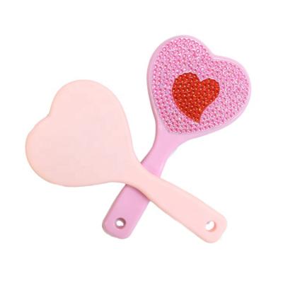 China 2020 Waterproof Hot Comb Heart Shape Pink Hair Brush Diamond Brush and Comb Heart Hair Brush for sale