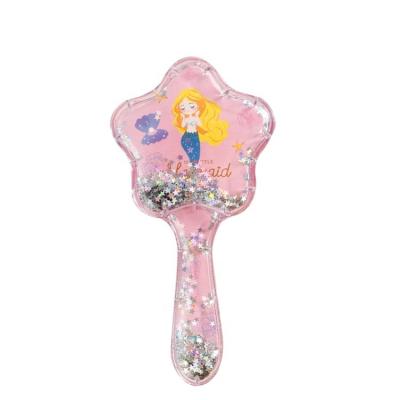 China 2020 Waterproof Mermaid Cartoon Star Cartoon Quicksand Hair Brush Design Brush Plastic Baby Sequins for sale